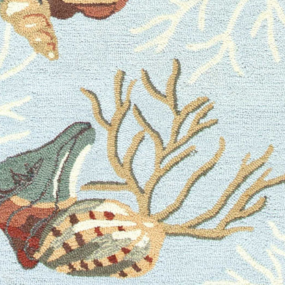 3' X 5' Blue Corals And Shells Area Rug