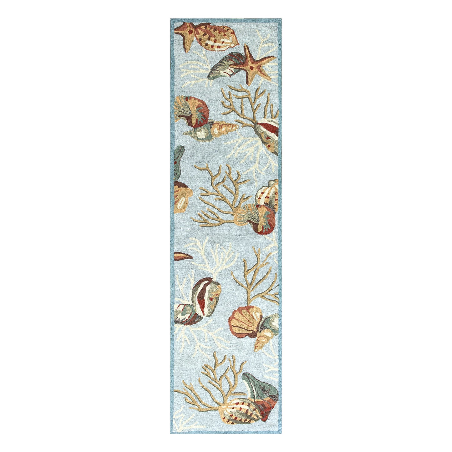 3' X 5' Blue Corals And Shells Area Rug