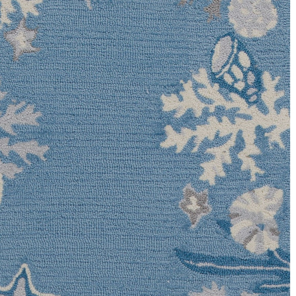 2' X 4' Light Blue Coral Hand Tufted Area Rug