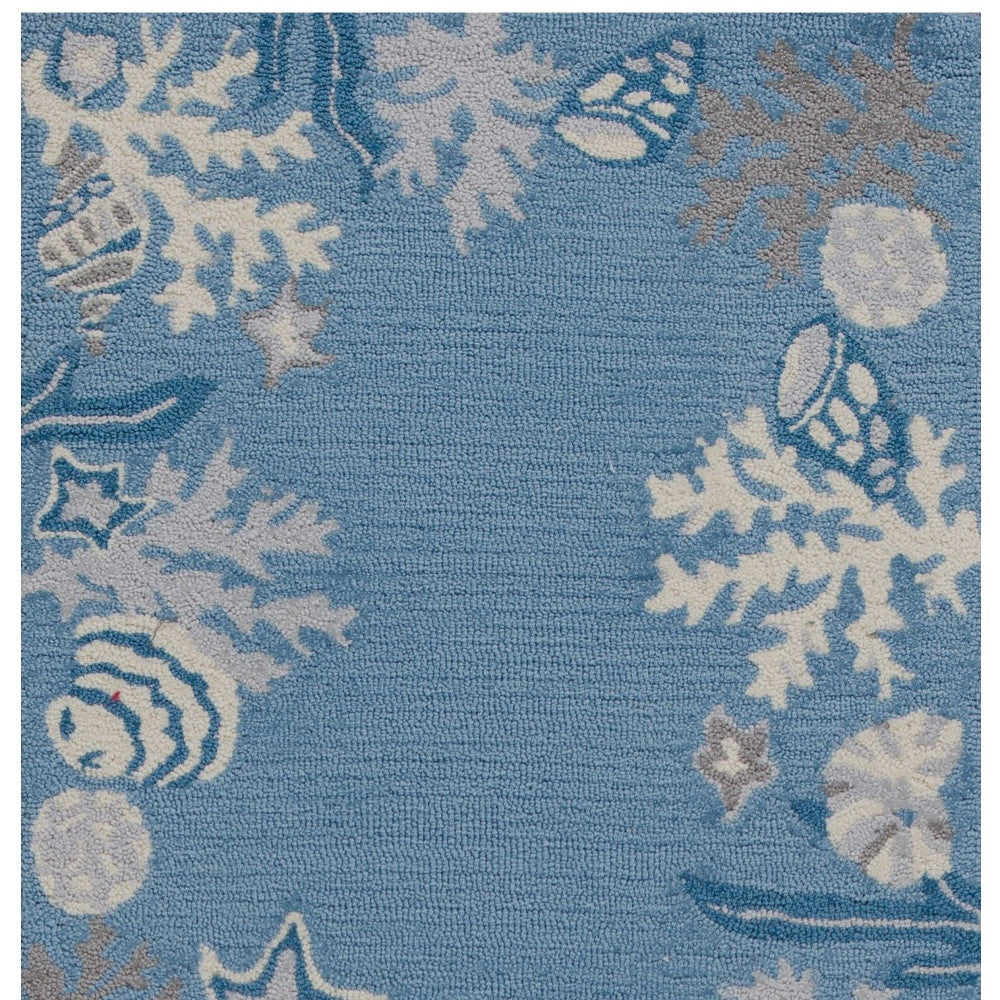 2' X 4' Light Blue Coral Hand Tufted Area Rug