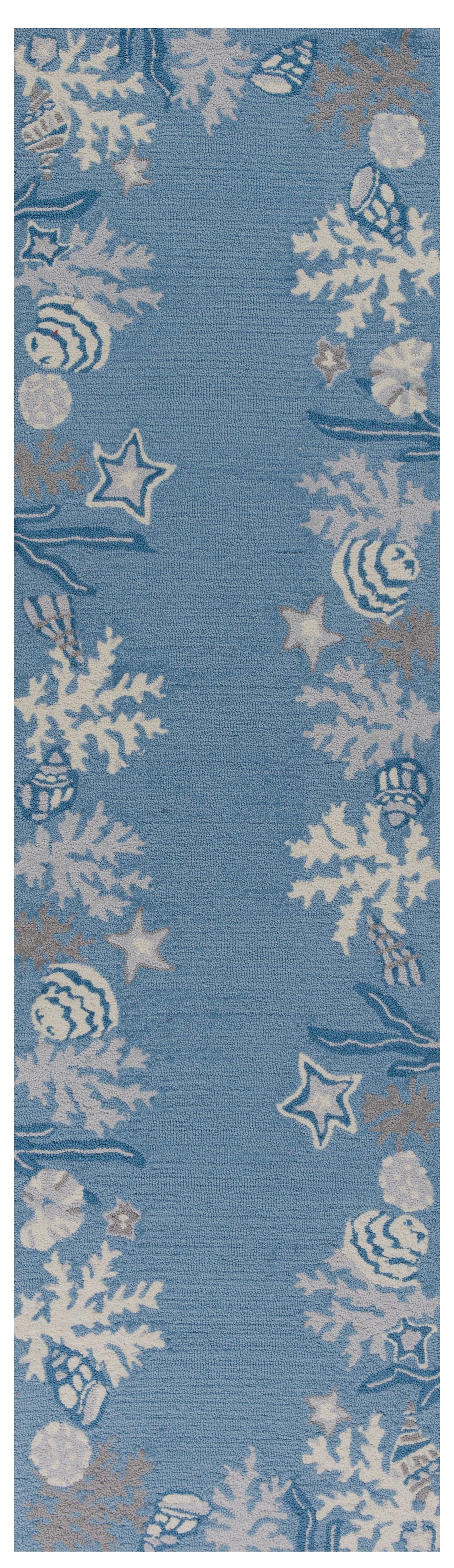 2' X 4' Light Blue Coral Hand Tufted Area Rug