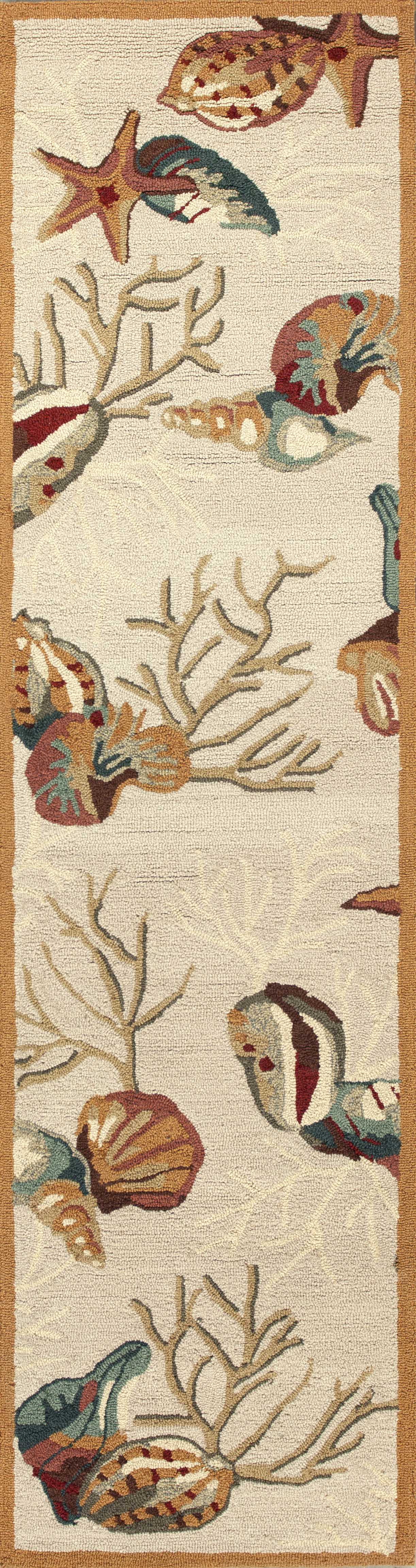 5' X 7' Beige Corals And Shells Indoor Area Rug