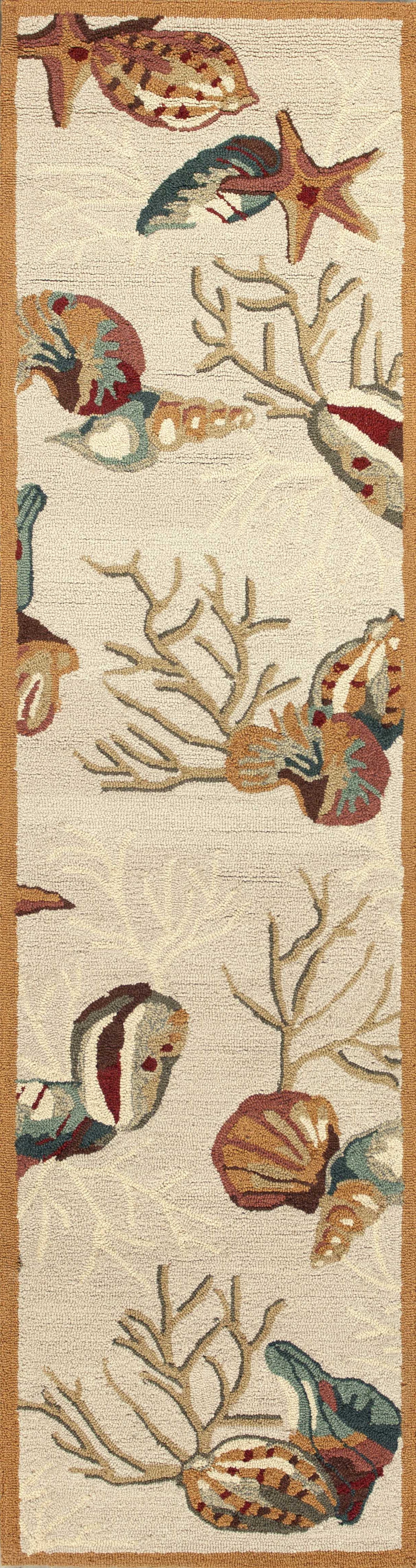 5' X 7' Beige Corals And Shells Indoor Area Rug