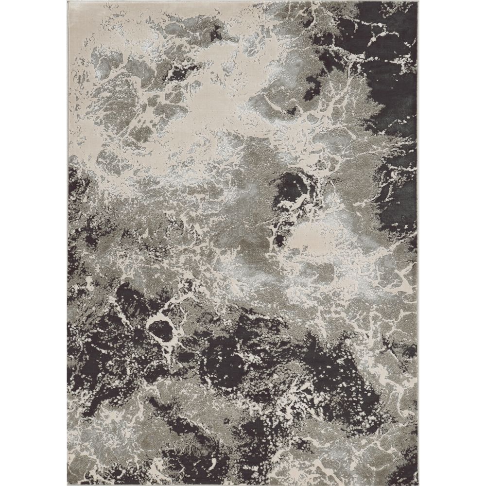 5' X 8' Silver Machine Woven Abstract Watercolor Indoor Area Rug