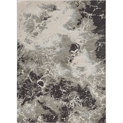 7' X 10' Silver Machine Woven Abstract Indoor Area Rug