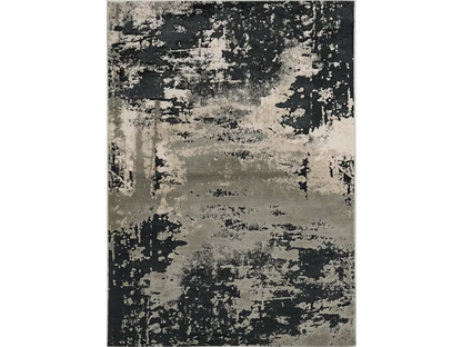 5' X 8' Silver Charcoal Abstract Design Indoor Area Rug