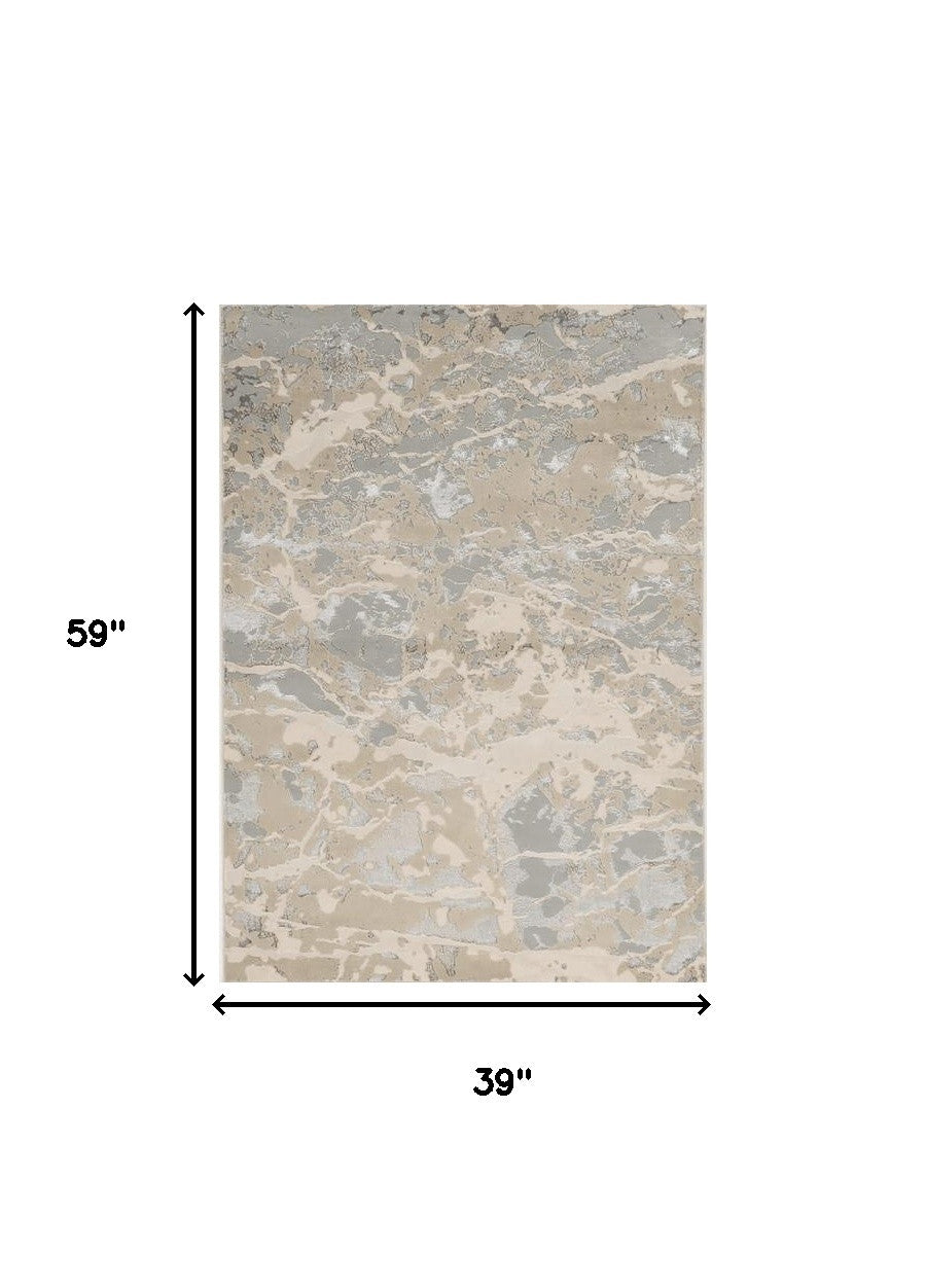 9' X 13'  Polyester Sand Grey Area Rug