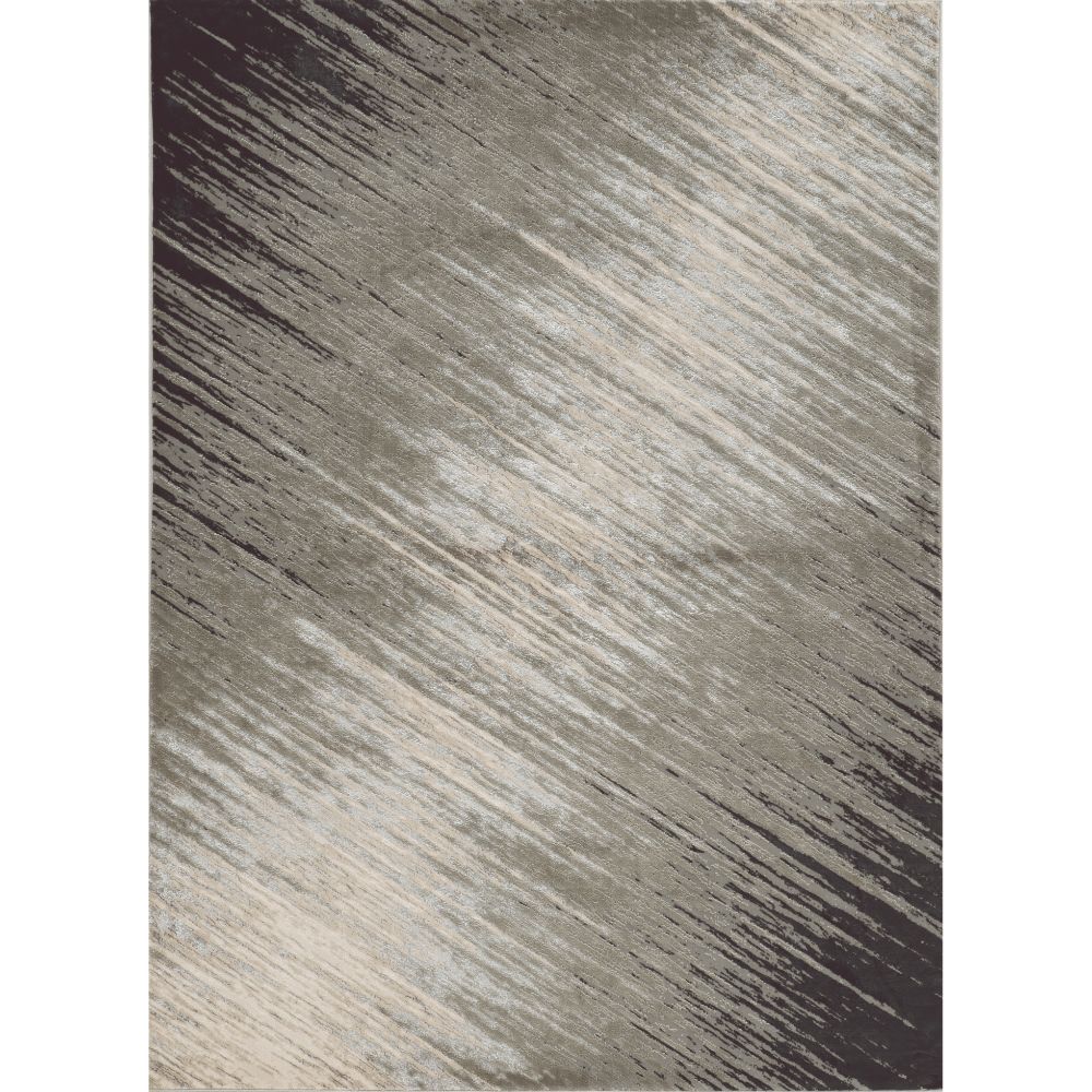 8' X 11' Silver Grey Machine Woven Abstract Brushstroke Indoor Area Rug