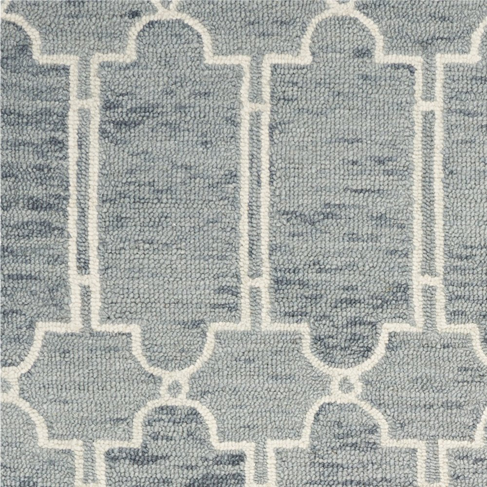 2' X 4' Slate Blue And Ivory Wool Geometric Hand Tufted Area Rug