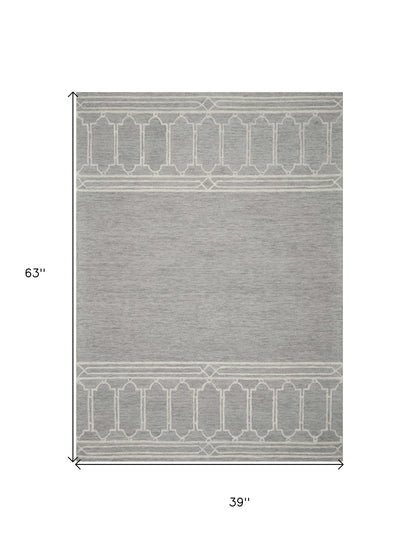 9' X 12' Grey Hand Tufted Geometric Indoor Area Rug
