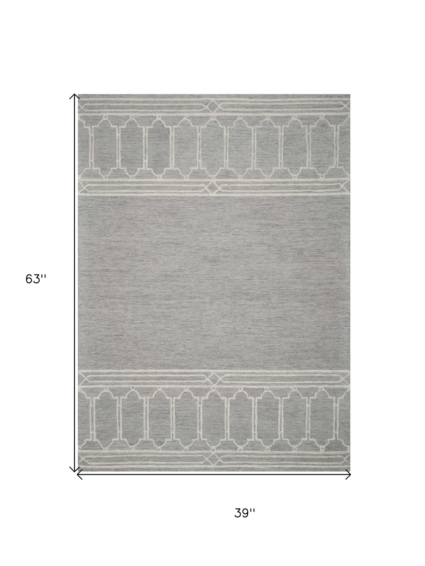 2' X 4' Gray Wool Ogee Hand Tufted Area Rug