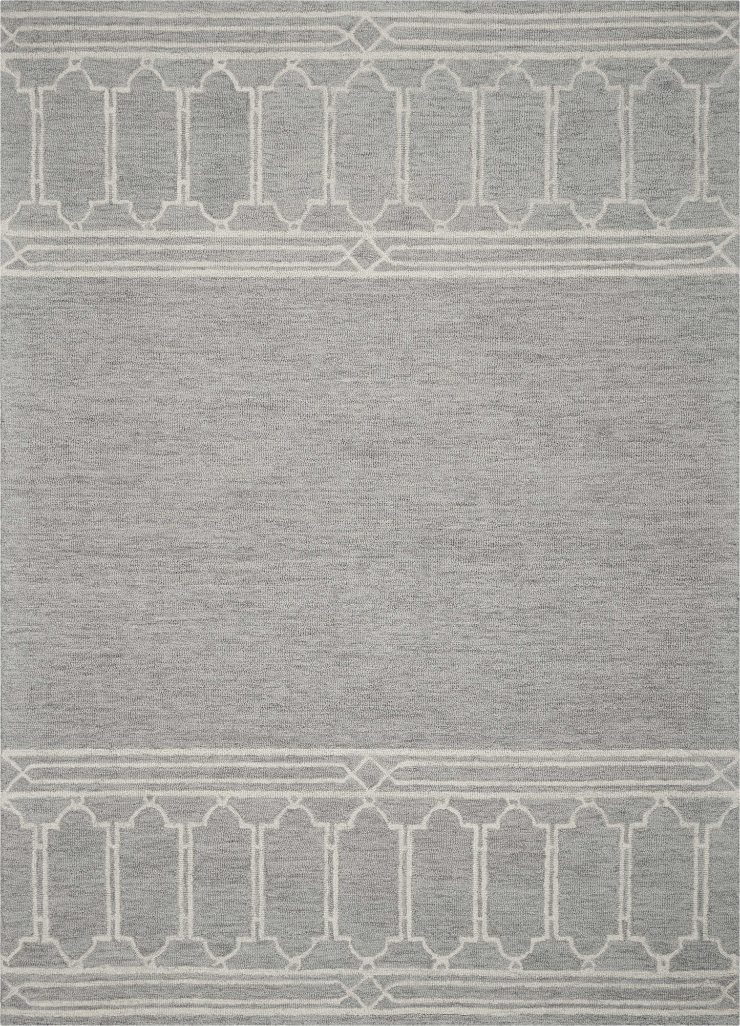 2' X 4' Gray Wool Ogee Hand Tufted Area Rug