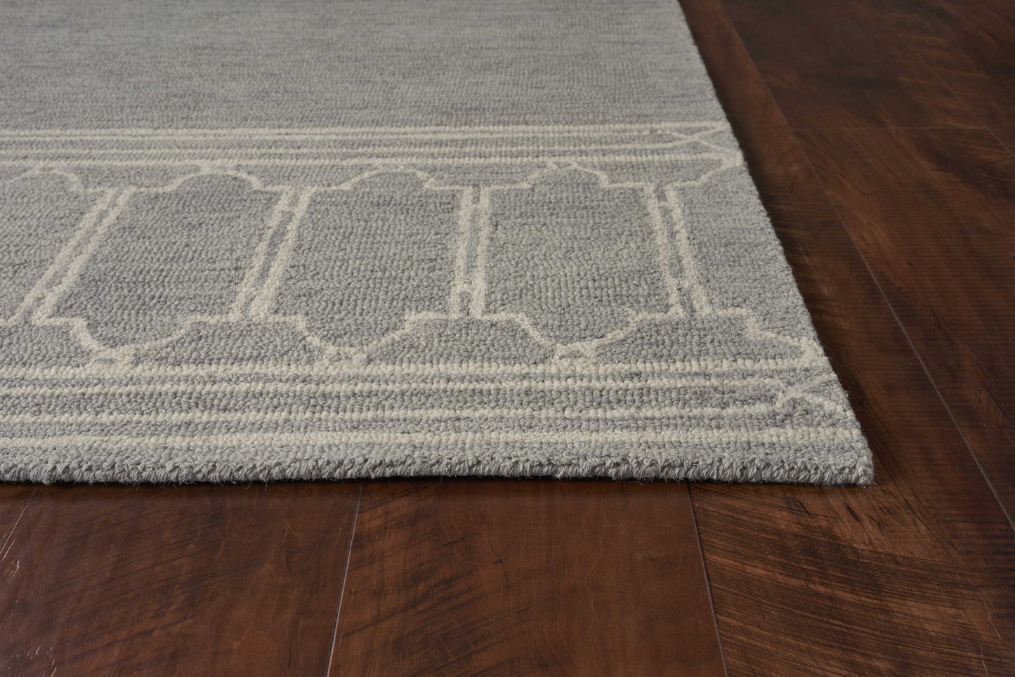 2' X 4' Gray Wool Ogee Hand Tufted Area Rug