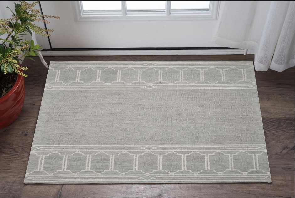 2' X 4' Gray Wool Ogee Hand Tufted Area Rug