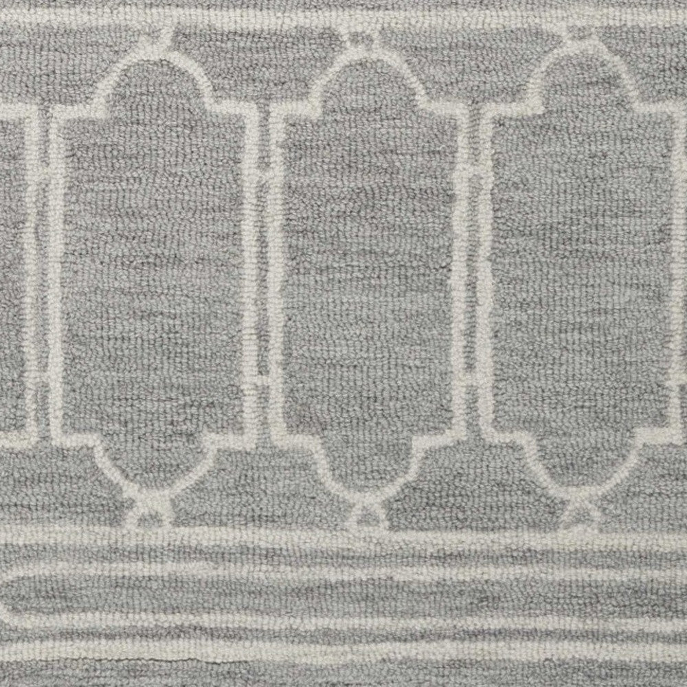 2' X 4' Gray Wool Ogee Hand Tufted Area Rug