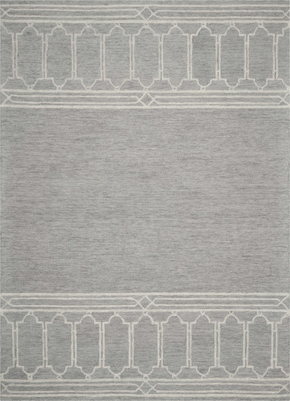 9' X 12' Grey Hand Tufted Geometric Indoor Area Rug