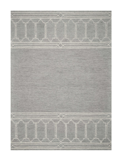 9' X 12' Grey Hand Tufted Geometric Indoor Area Rug