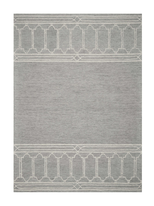 2' X 4' Gray Wool Ogee Hand Tufted Area Rug