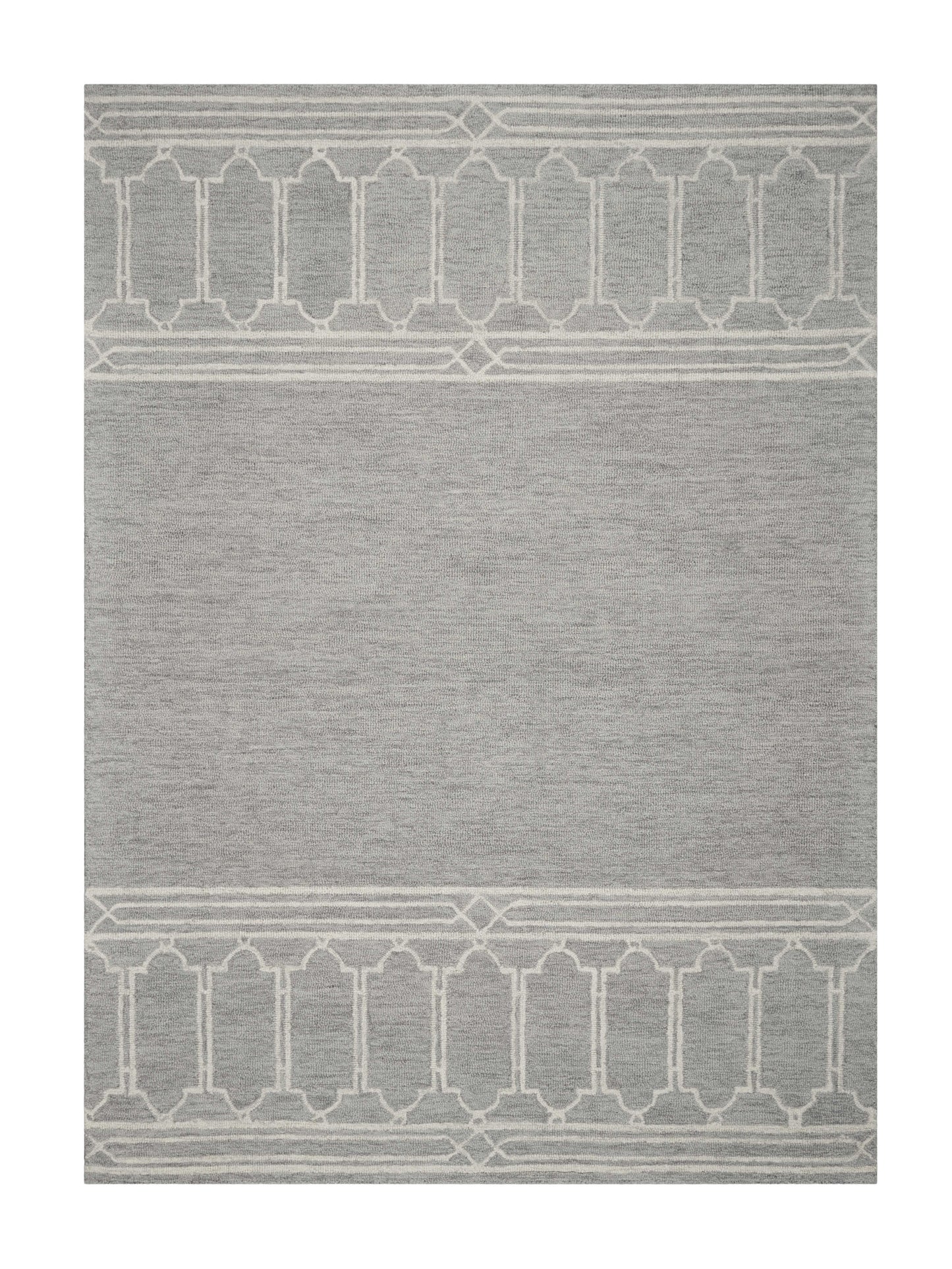 2' X 4' Gray Wool Ogee Hand Tufted Area Rug