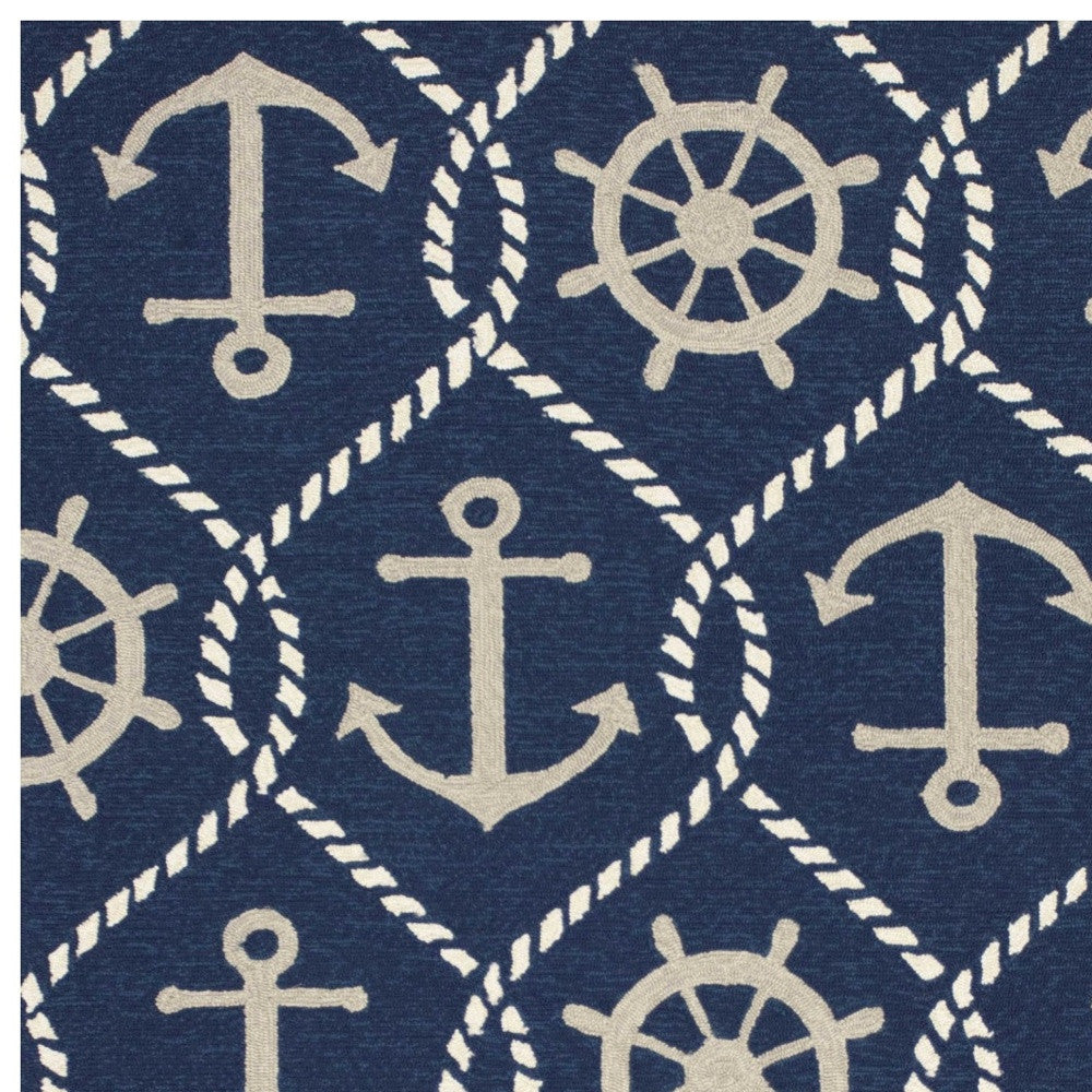 3' X 5' Navy Blue Hand Tufted Area Rug