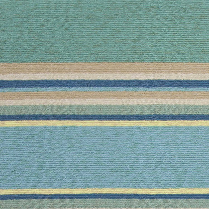 8' X 10' Blue Striped Handmade Indoor Outdoor Area Rug