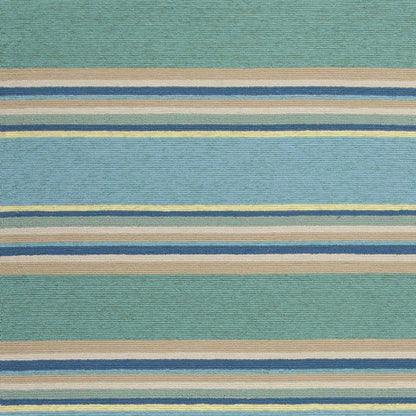 8' X 10' Blue Striped Handmade Indoor Outdoor Area Rug