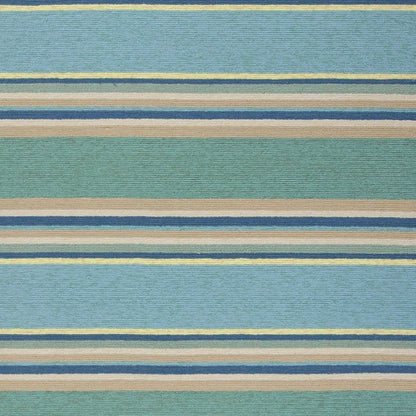 8' X 10' Blue Striped Handmade Indoor Outdoor Area Rug