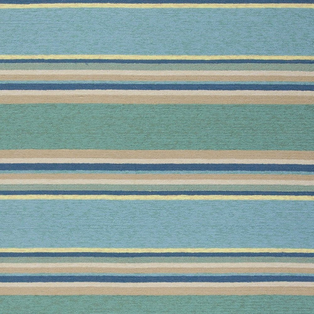 8' X 10' Blue Striped Handmade Indoor Outdoor Area Rug