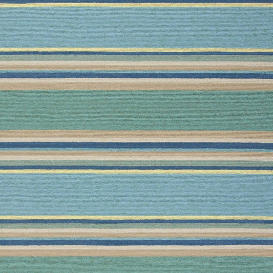 8' X 10' Blue Striped Handmade Indoor Outdoor Area Rug