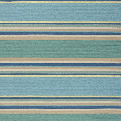 8' X 10' Blue Striped Handmade Indoor Outdoor Area Rug