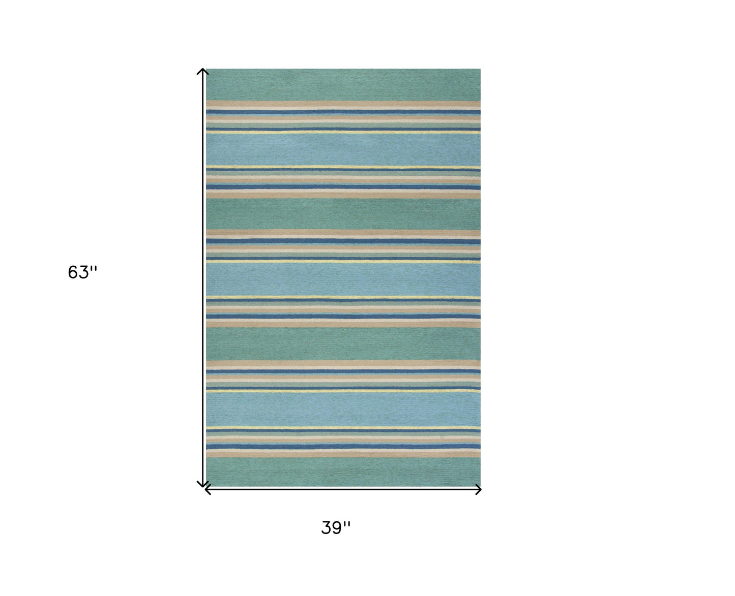 8' X 10' Blue Striped Handmade Indoor Outdoor Area Rug