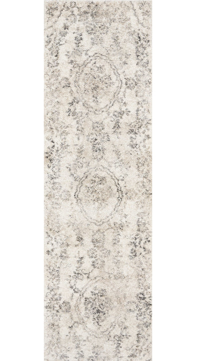 9' X 13' Grey Machine Woven Distressed Floral Traditional Indoor Area Rug