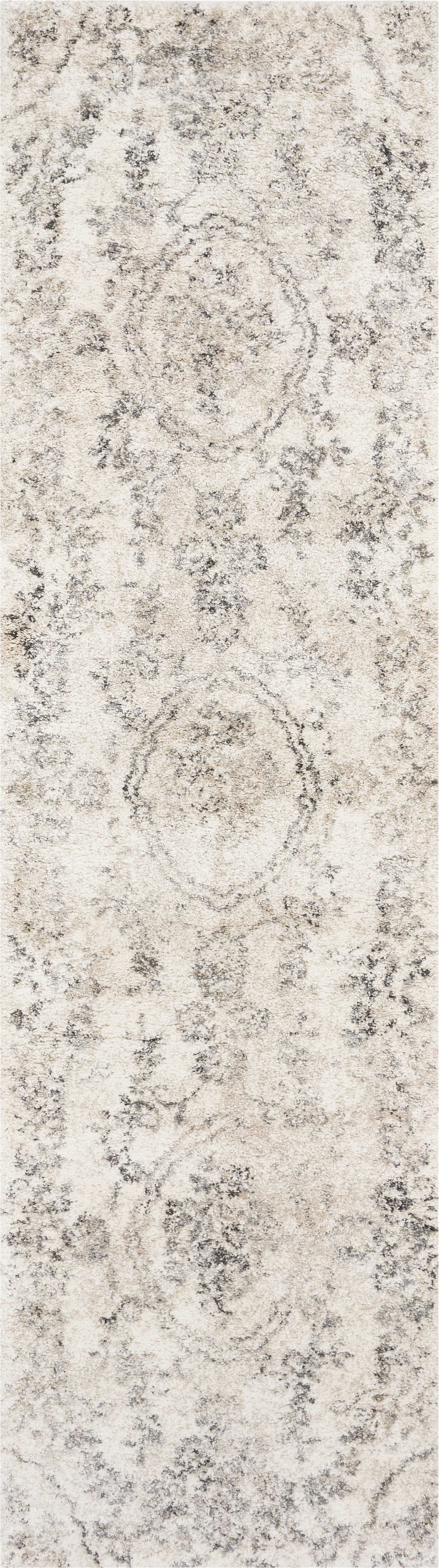 8' X 10' Grey Machine Woven Distressed Floral Traditional Indoor Area Rug