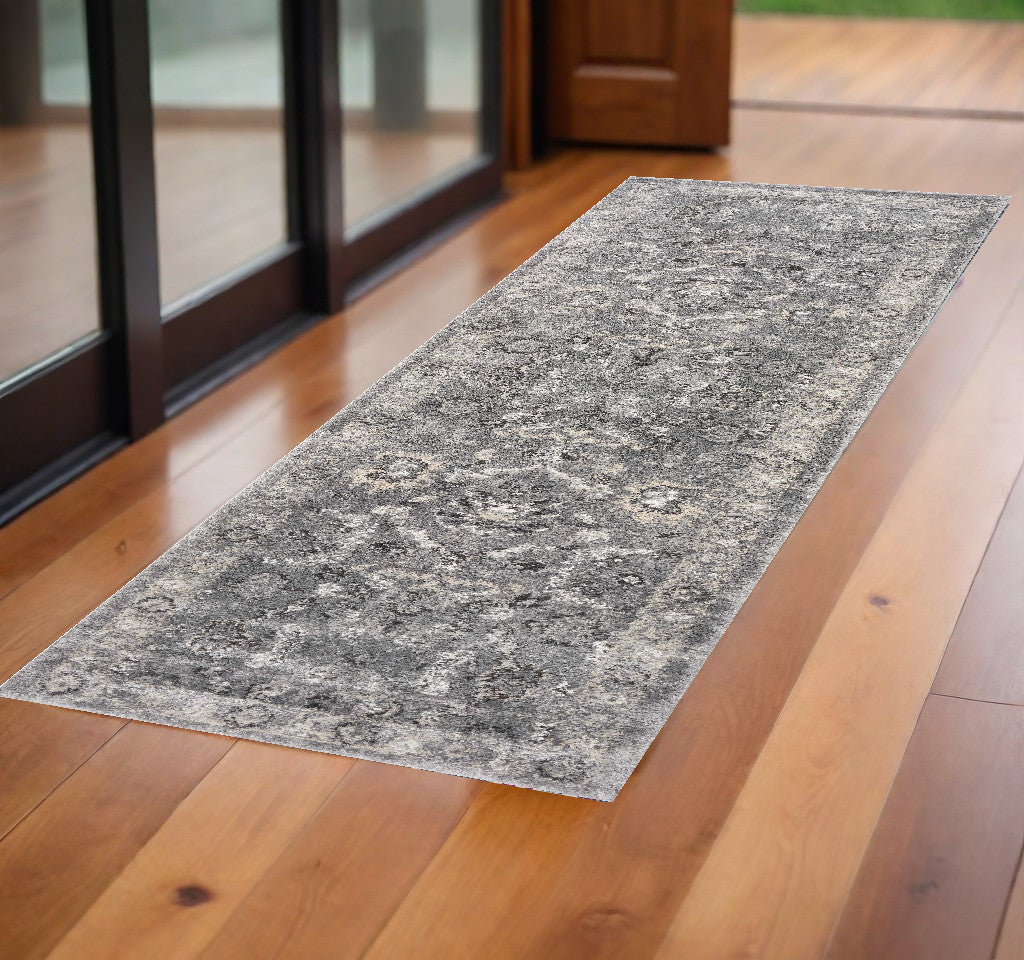 3' X 5' Gray Floral Area Rug