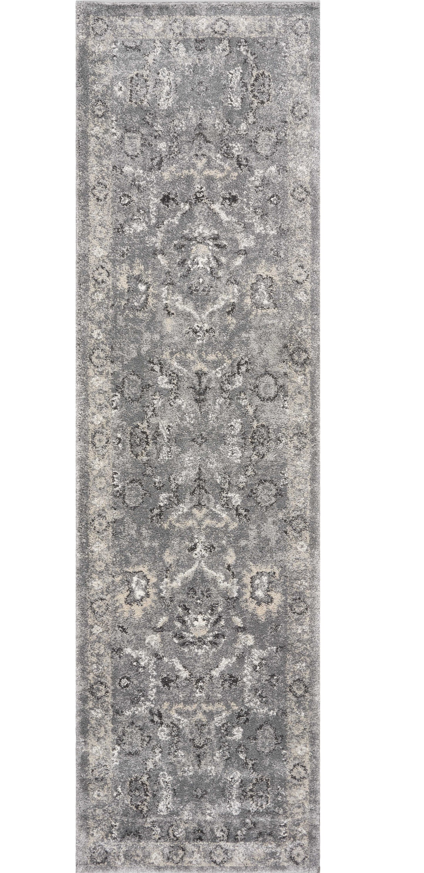 3' X 5' Gray Floral Area Rug