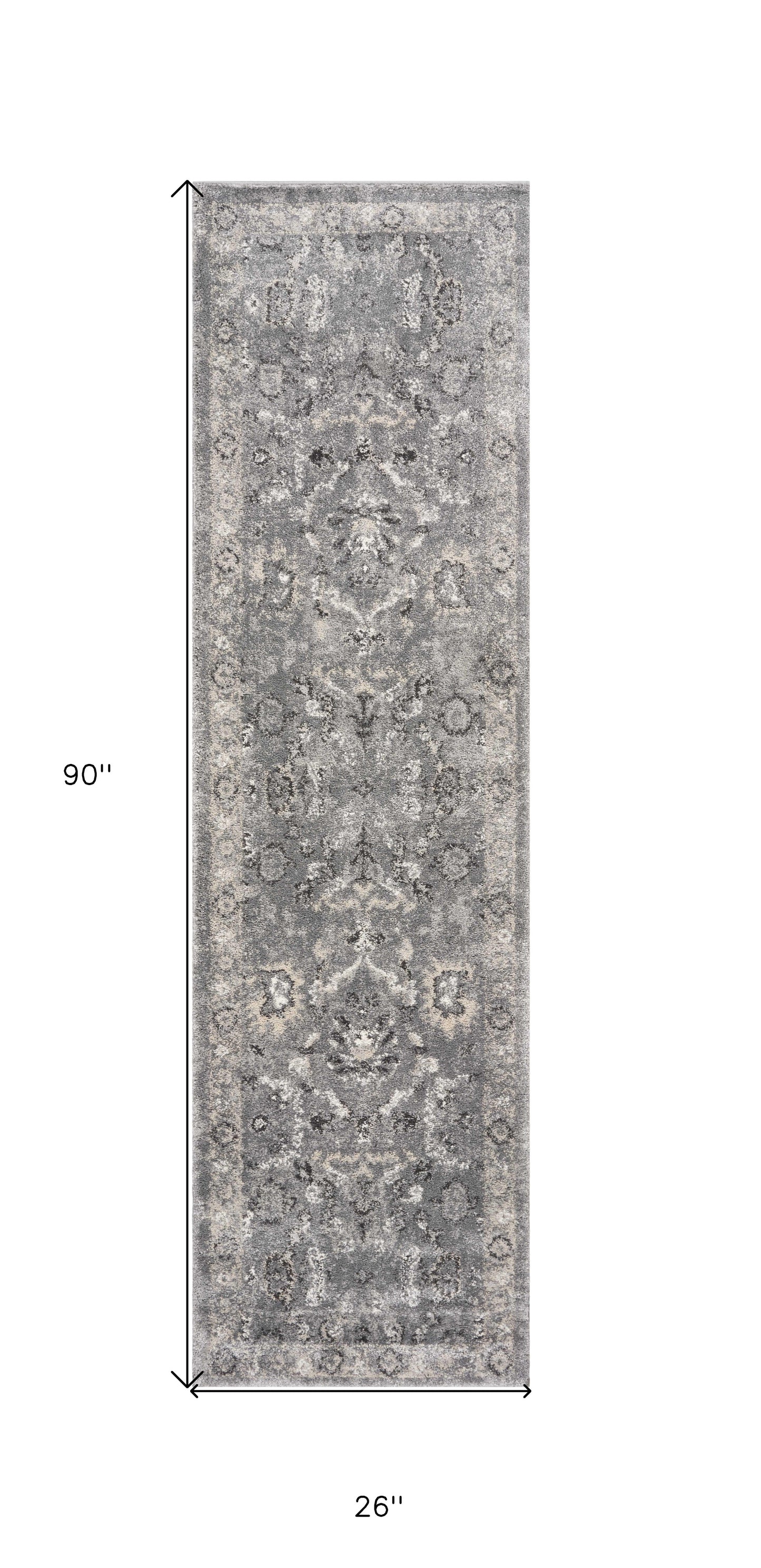 3' X 5' Gray Floral Area Rug