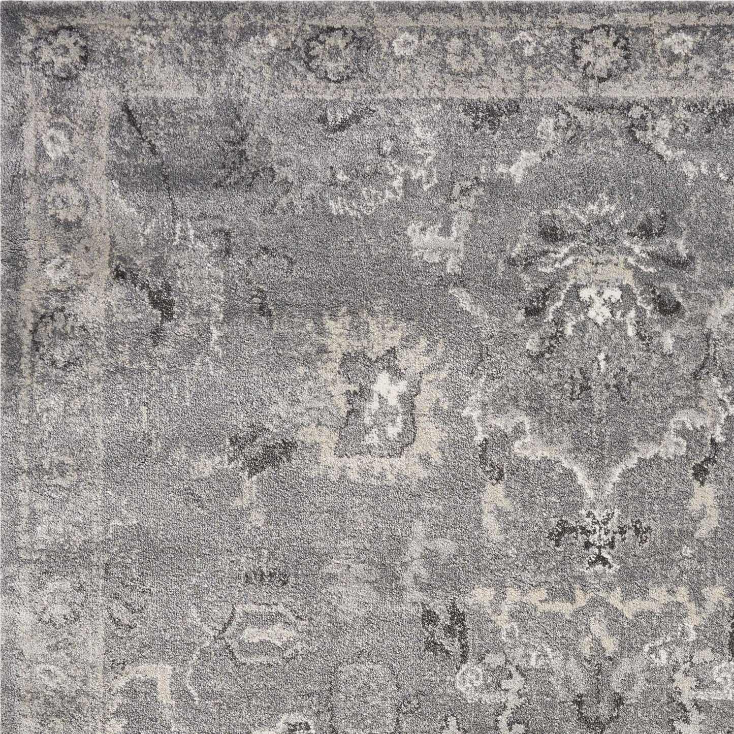 3' X 5' Gray Floral Area Rug