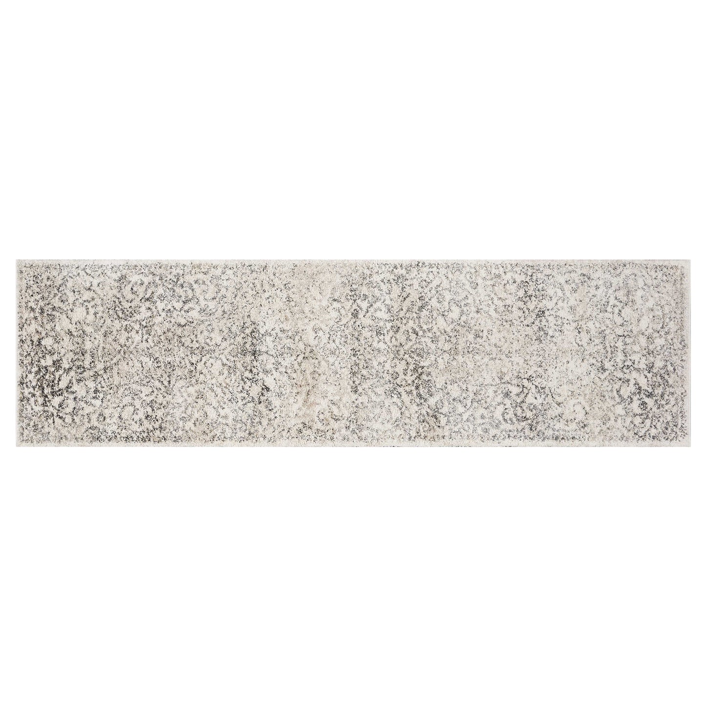 8' X 10' Ivory and Gray Floral Vines Distressed Area Rug