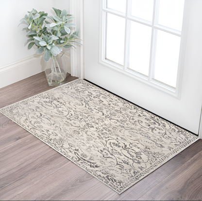 5' X 8' Ivory Floral Vines Area Rug