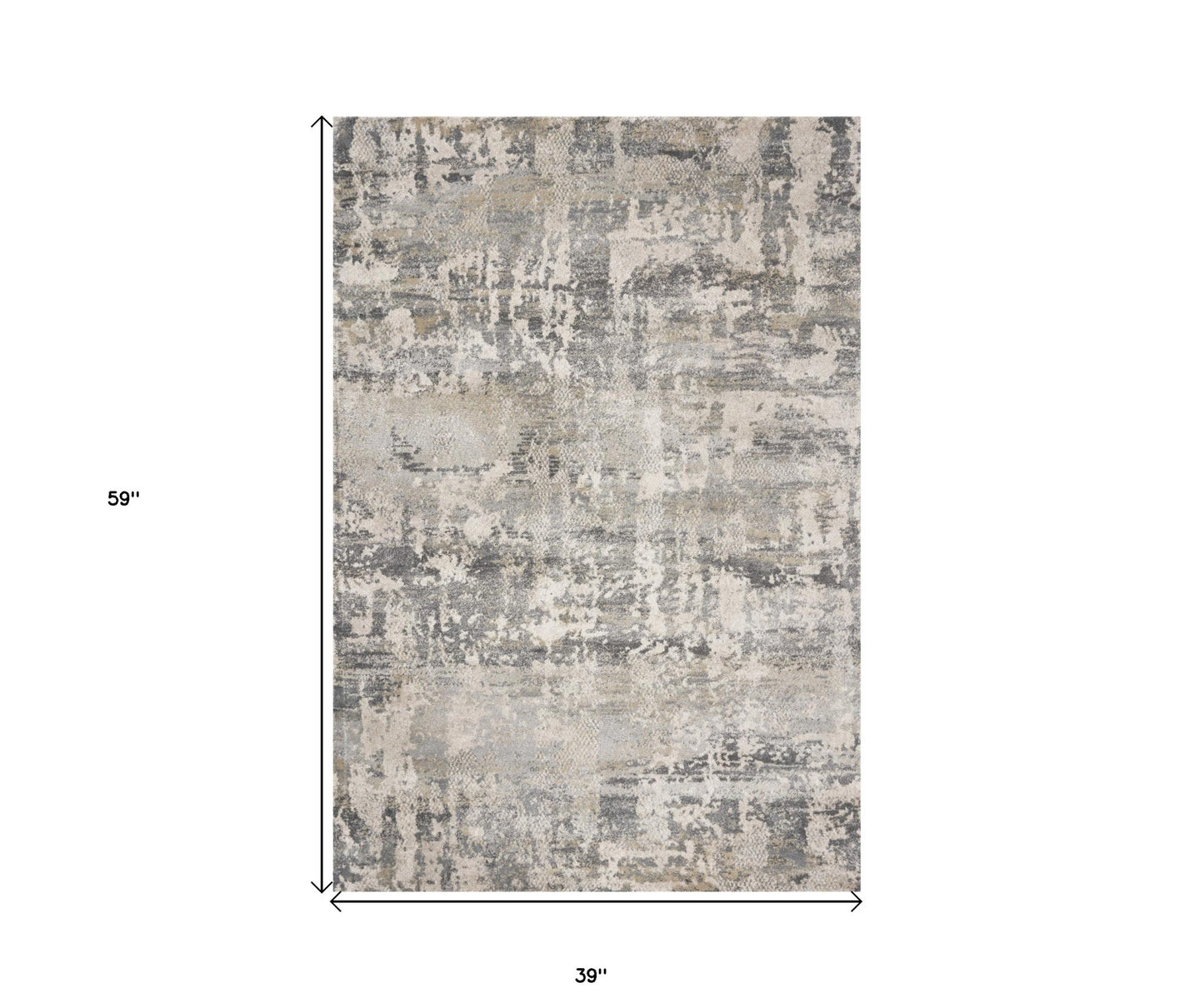 5' X 8' Natural Abstract Brushstrokes Indoor Area Rug