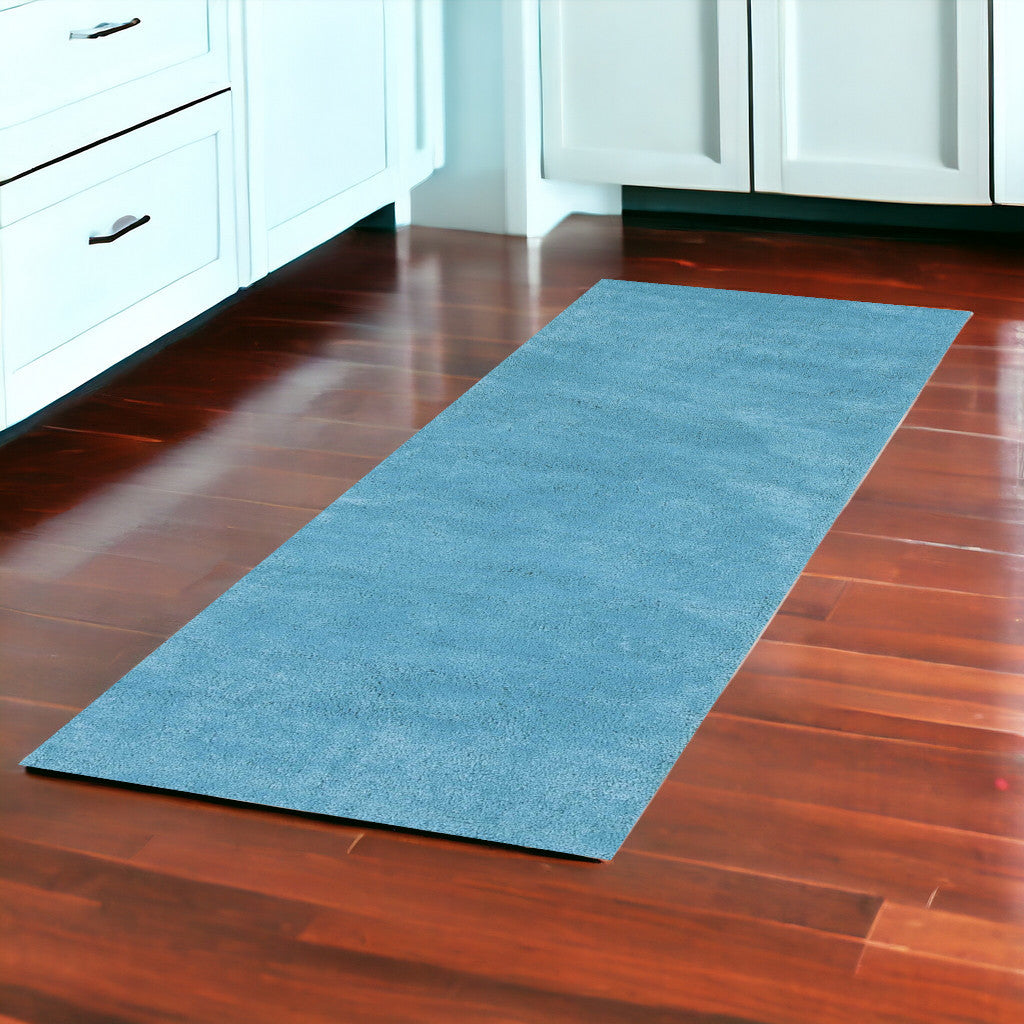 8' Highlighter Blue Indoor Shag Runner Rug