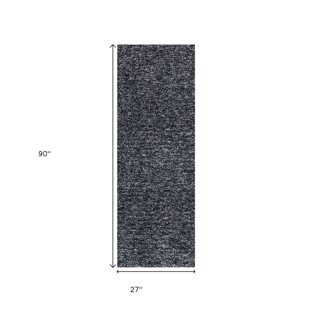 5' X 7' Black And White Shag Hand Woven Area Rug