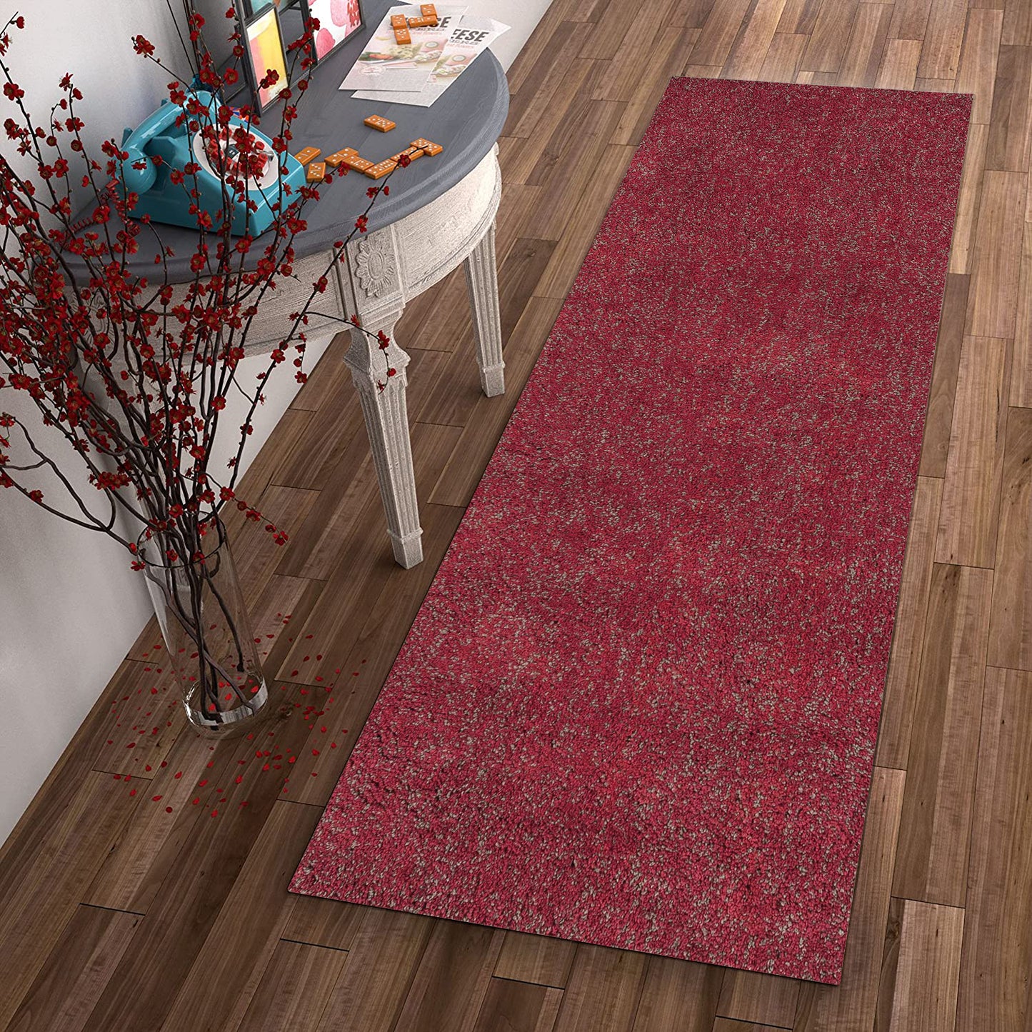 3' X 5' Red Heather Plain Area Rug