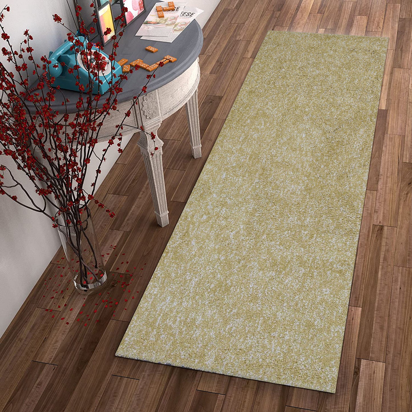 5' X 7' Yellow Heather Plain Indoor Area Rug