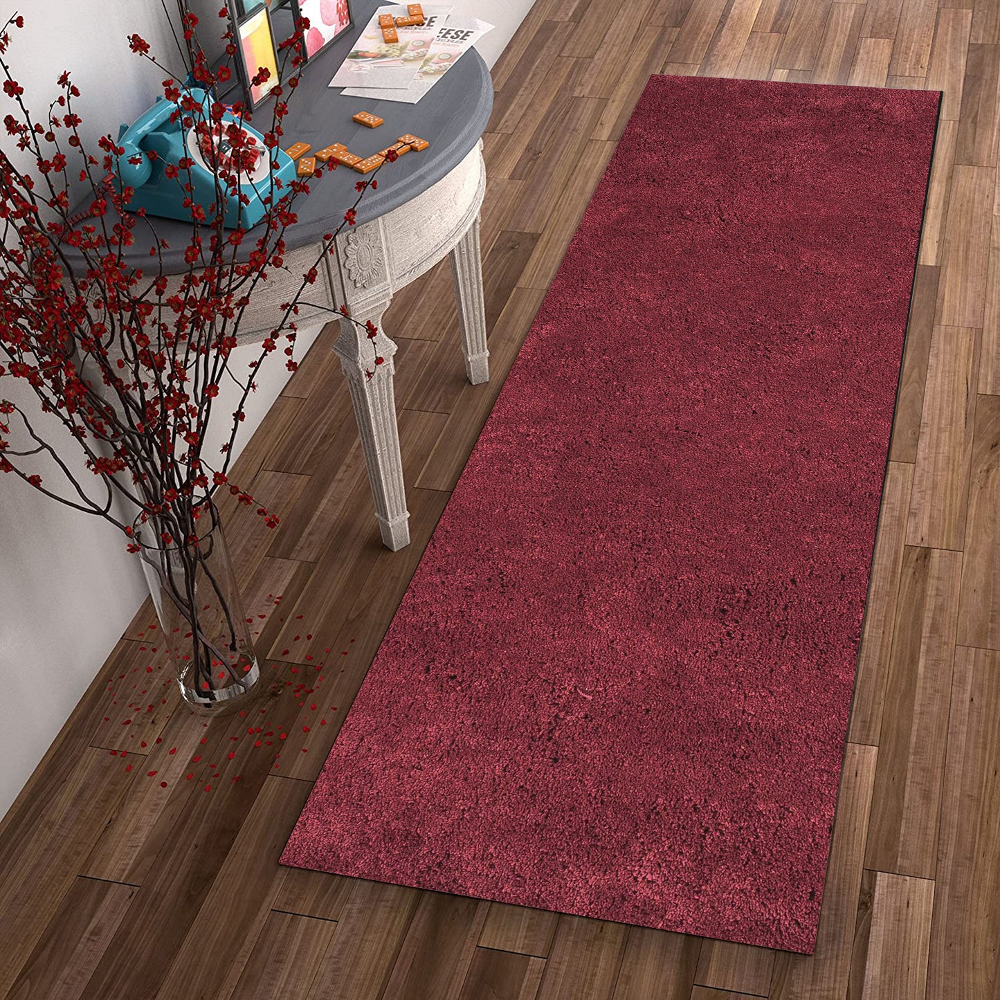 9' X 13' Polyester Red Area Rug