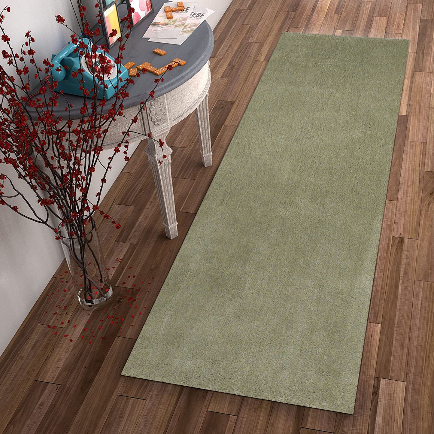 8' X 11'  Solid Color Sage Green Shag Area Rug