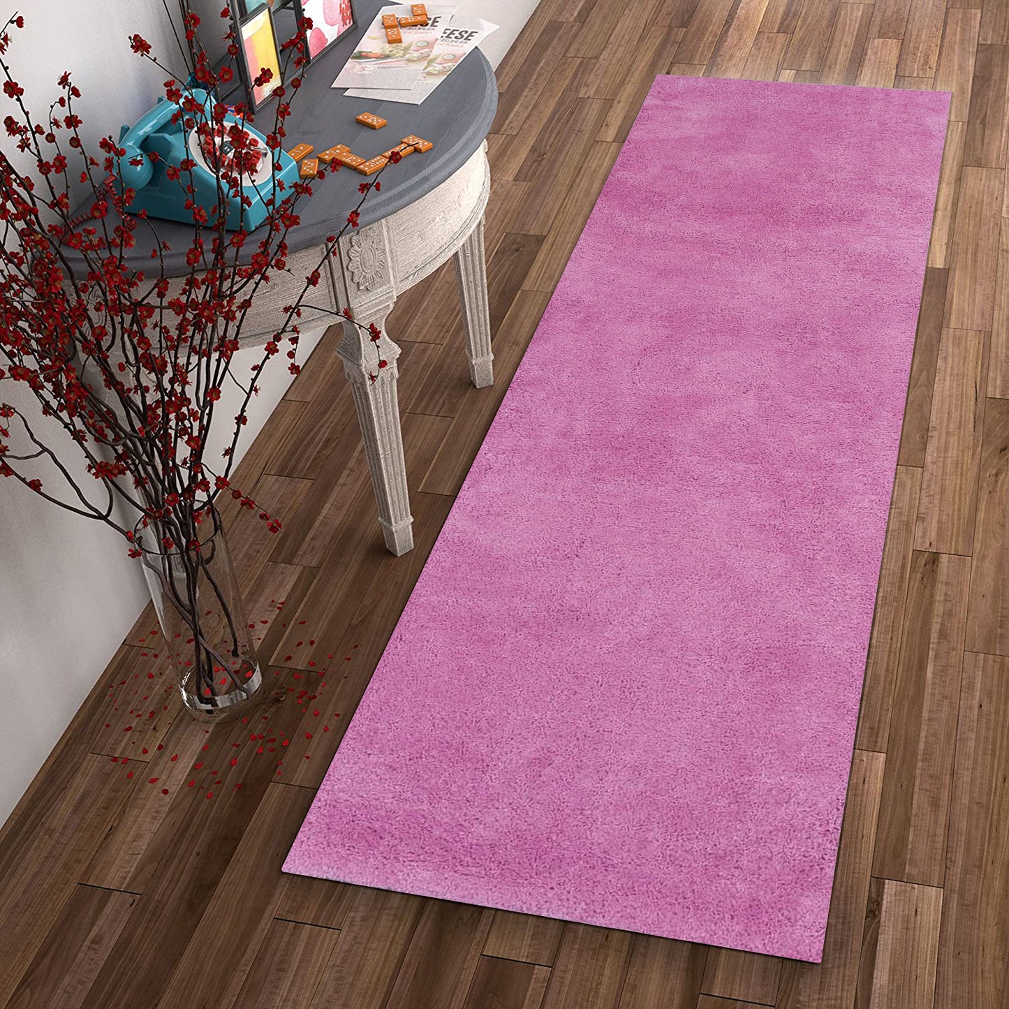 9' X 13' Polyester Hot Pink Area Rug