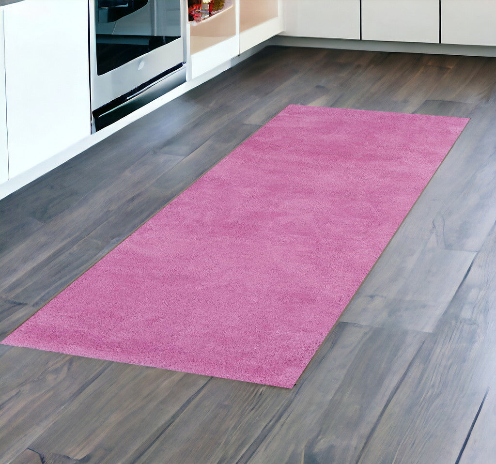 9' X 13' Polyester Hot Pink Area Rug