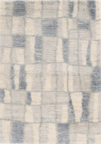 5' X 8' Ivory And Blue Abstract Area Rug