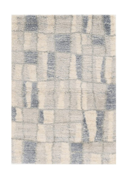 5' X 8' Ivory And Blue Abstract Area Rug